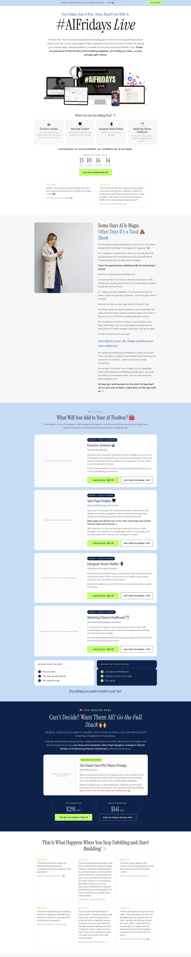 The AI Fridays Live sales page