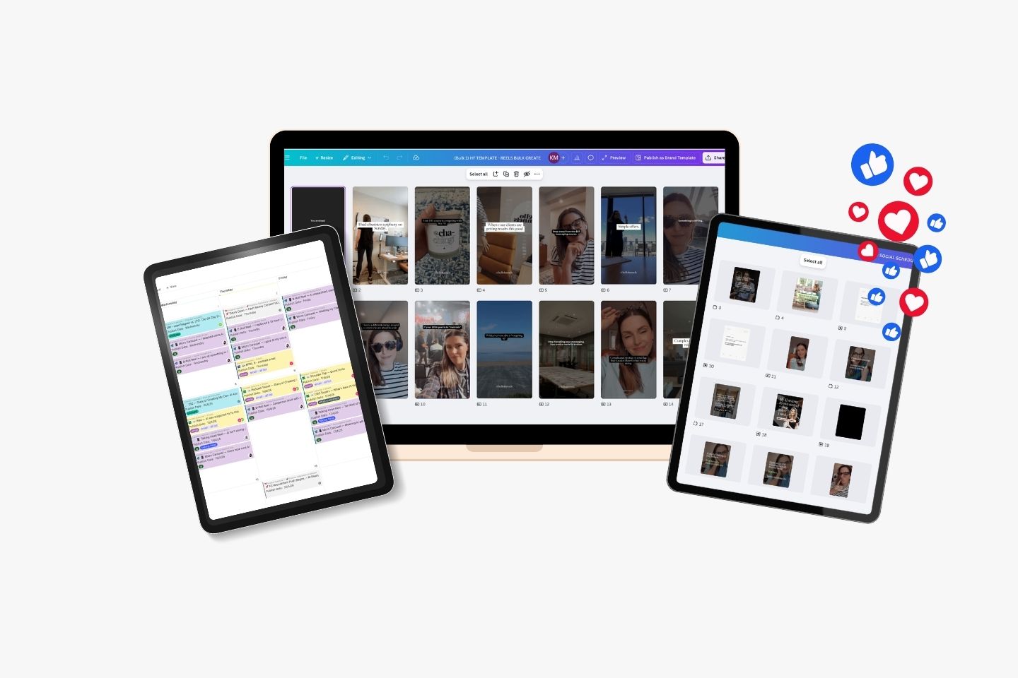 Carousels designed inside Claude and reels in the Canva templates